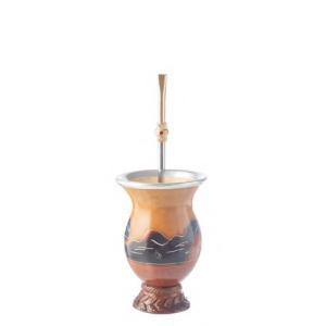 Cuia de purungo decorada com bomba taça - Ref 119
